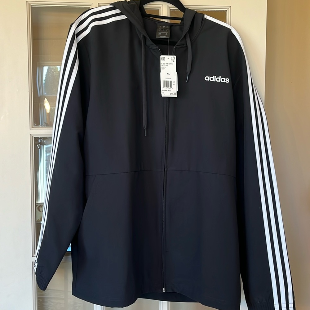 NWT men’s adidas black hooded jacket